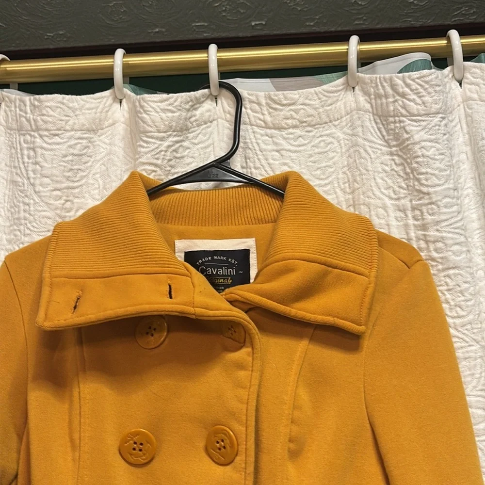 Cavalini Mustard Colored Pea Coat with Belt - Picture 10 of 10